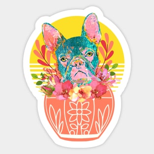 French Bulldog Flower Vase Sticker